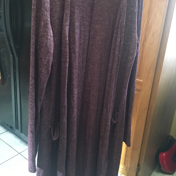 Wine color long sweater approx 42”XL - Picture 4 of 4